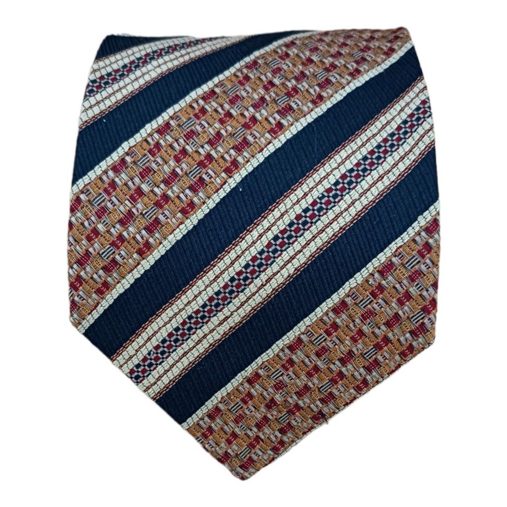 KENZO PARIS Blue Striped Geometric Silk Tie ITALY 60"/ 4" EC